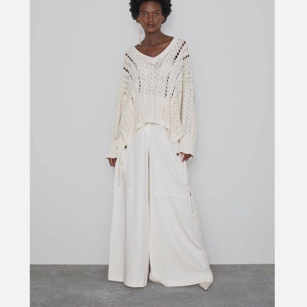 Zara Palazzo Cargo Wide High Waisted Pants
